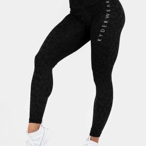 Ryderwear INSTINCT SCRUNCH BUM LEGGINGSLEOPARD BLACK